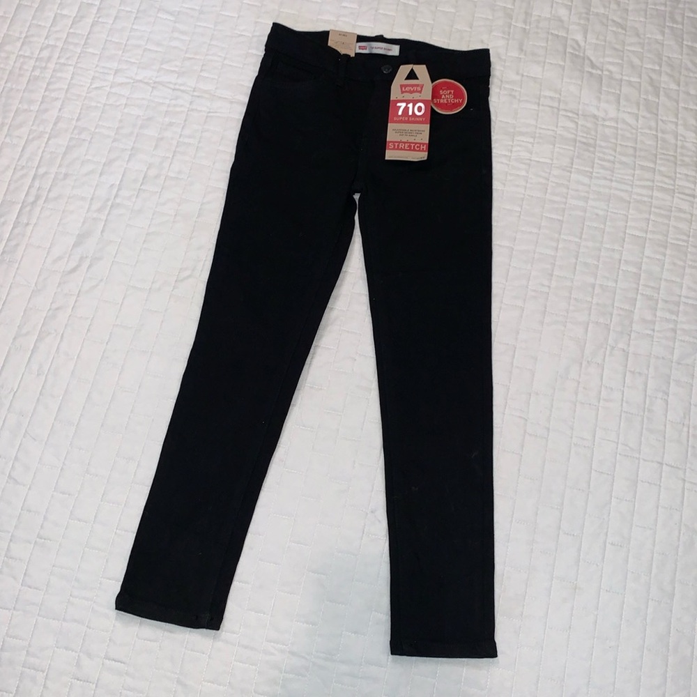 NWT Girls Levi's 710 Super Skinny Stretch Jeans, Black, Size 6 - Picture 4 of 16